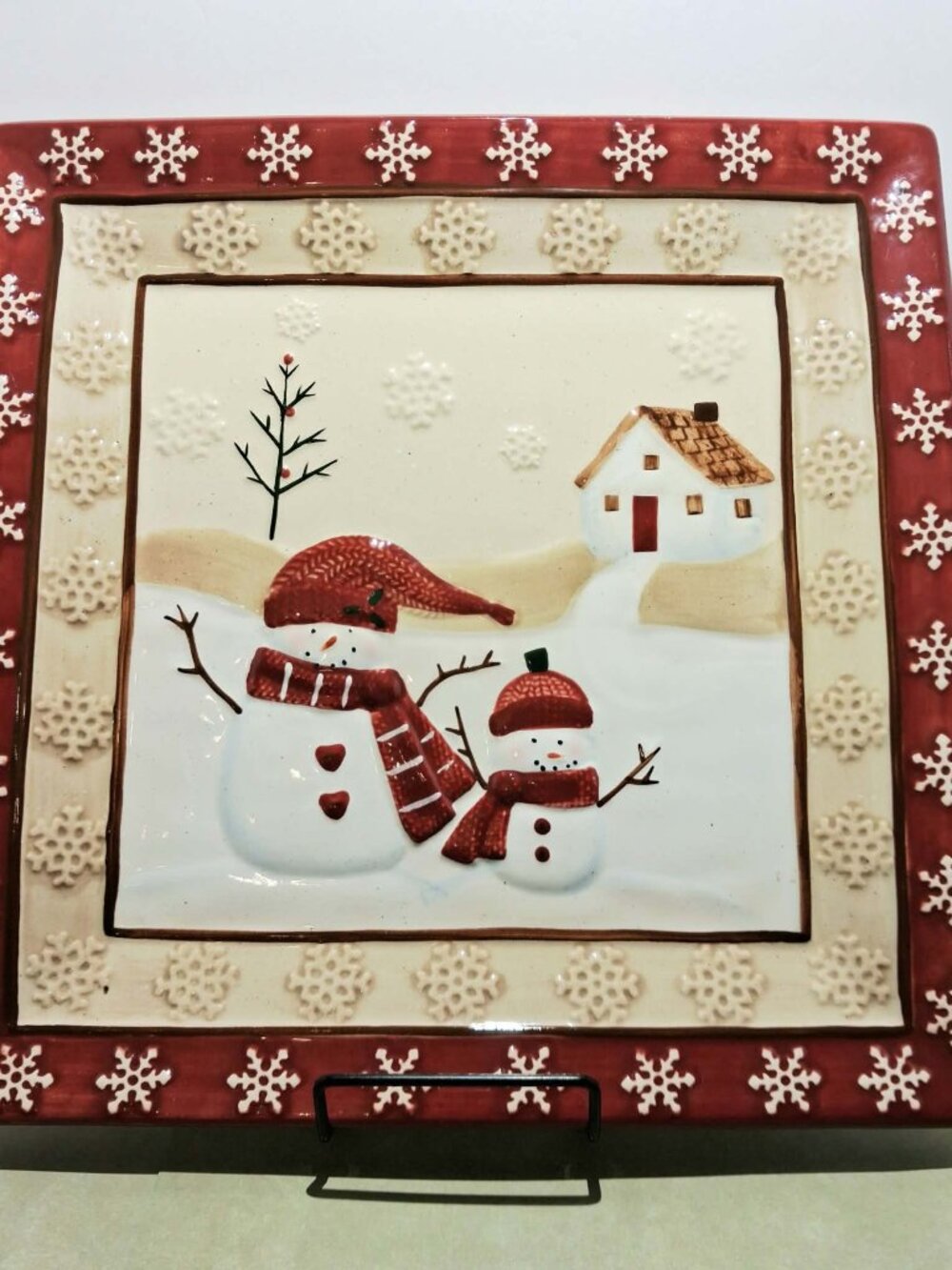 St Nicholas Square  11" Plate Platter  Winter Wishes  Snowmen